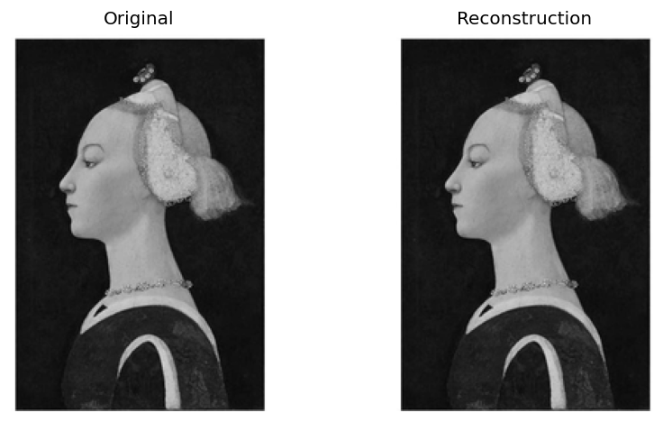 Original (left) and reconstruction from B, V, H, D (right).